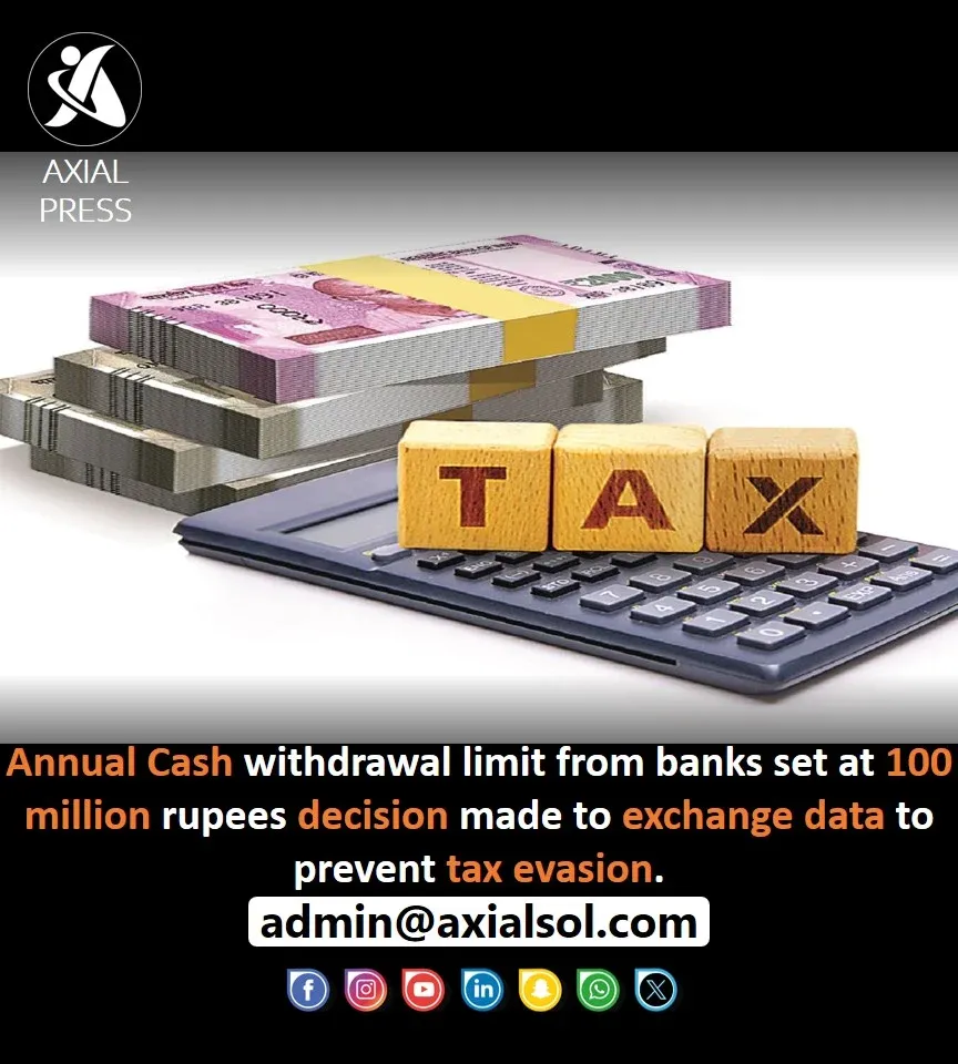 FBR and banks set a Rs100m cash limit to curb tax evasion.