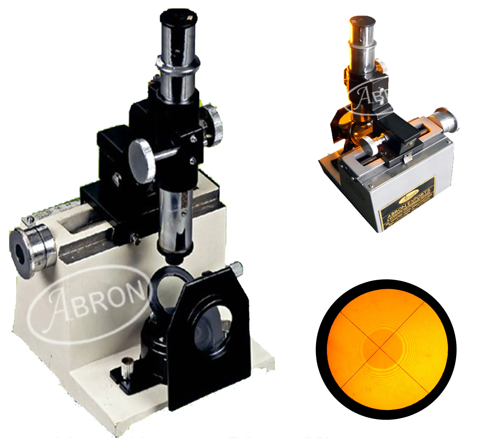 Newton’s Rings setup with lens, glass plate, and microscope