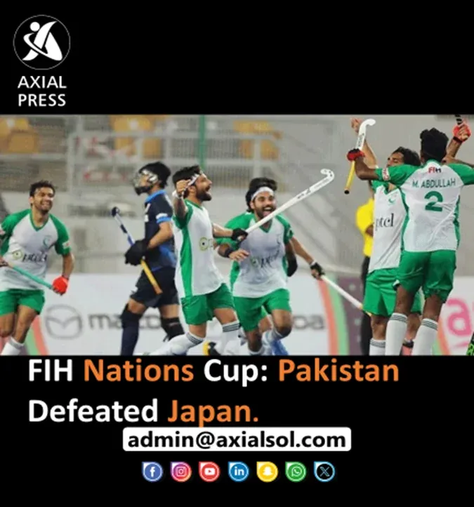 Pakistan beat Japan 3-2 in the FIH Nations Cup hockey match.